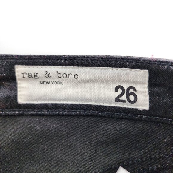 RAG & BONE Casey High-Rise Ankle Flare Coated Black Jeans WDD22F2917GBL - Picture 10 of 13